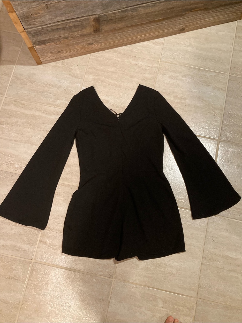 Garage Black V-Neck Bell Sleeve Romper